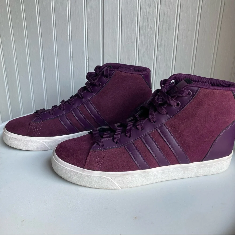 Adidas Neo Cloudfoam Deep Purple High Top Sneaker Womens 8 Shoe - Picture 12 of 15
